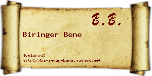 Biringer Bene névjegykártya